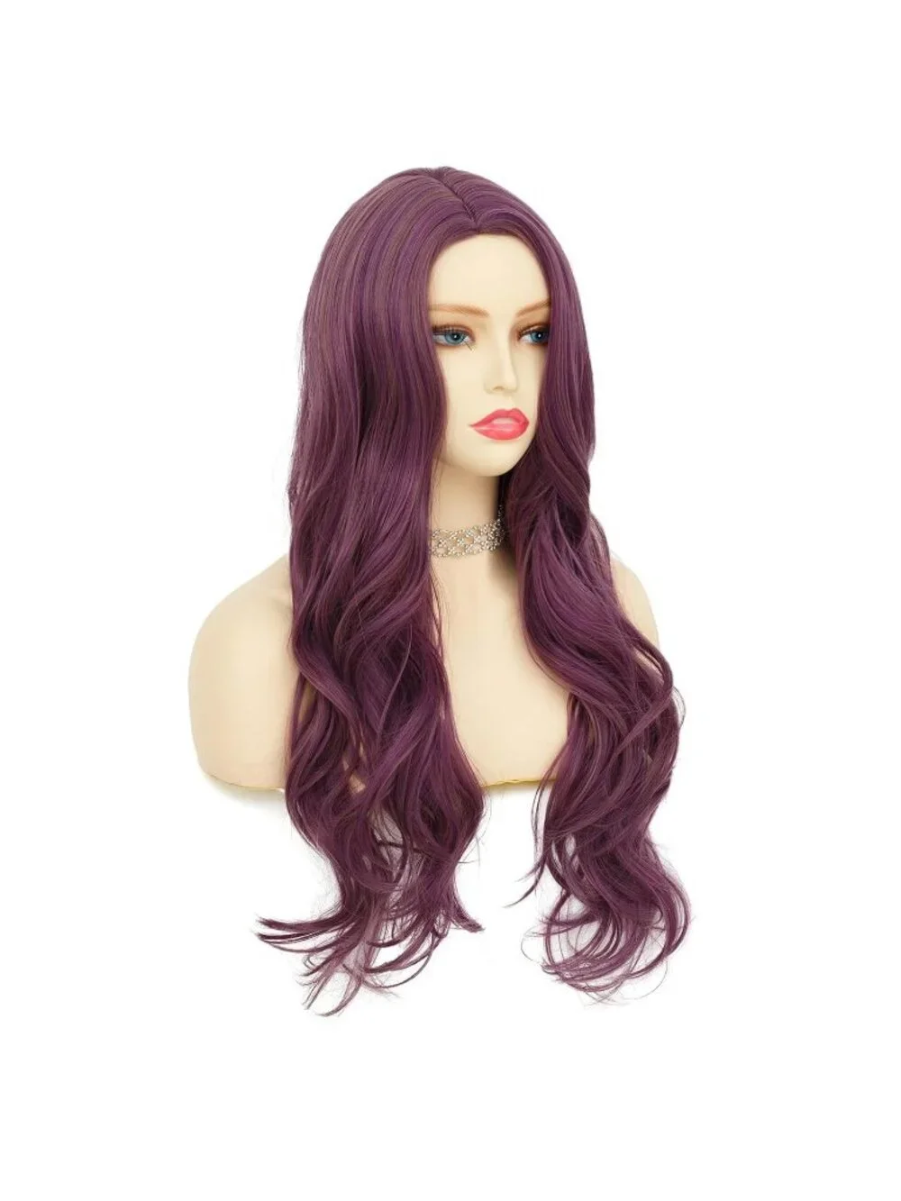 Women's Purple Long Curly Wig With Wavy Synthetic Cosplay Halloween Wig